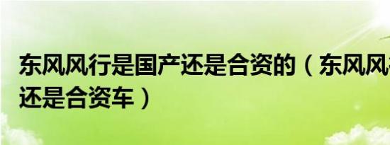 东风风行是国产还是合资的（东风风行是国产还是合资车）