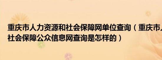 重庆市人力资源和社会保障网单位查询（重庆市人力资源和社会保障公众信息网查询是怎样的）