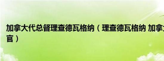 加拿大代总督理查德瓦格纳（理查德瓦格纳 加拿大首席大法官）