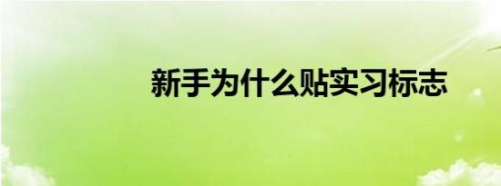 新手为什么贴实习标志