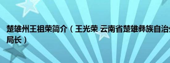 楚雄州王祖荣简介（王光荣 云南省楚雄彝族自治州农业局原局长）