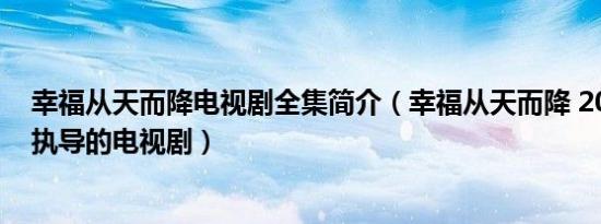 幸福从天而降电视剧全集简介（幸福从天而降 2014年安建执导的电视剧）