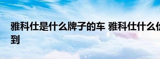 雅科仕是什么牌子的车 雅科仕什么价格能买到