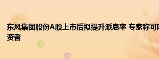 东风集团股份A股上市后拟提升派息率 专家称可吸引长期投资者