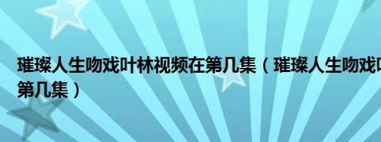 璀璨人生吻戏叶林视频在第几集（璀璨人生吻戏叶林视频在第几集）