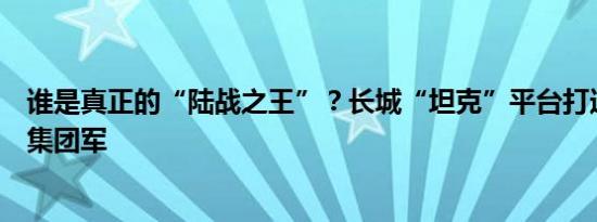 谁是真正的“陆战之王”？长城“坦克”平台打造专业越野集团军