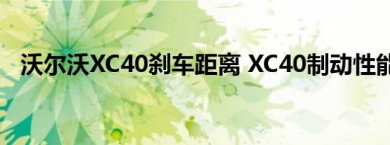 沃尔沃XC40刹车距离 XC40制动性能评估