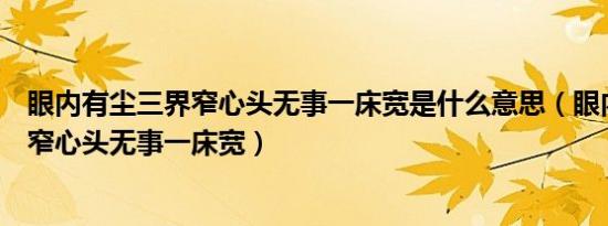 眼内有尘三界窄心头无事一床宽是什么意思（眼内有尘三界窄心头无事一床宽）