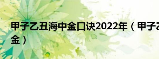 甲子乙丑海中金口诀2022年（甲子乙丑海中金）