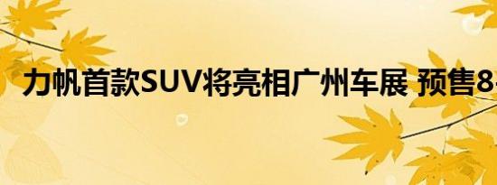 力帆首款SUV将亮相广州车展 预售8-10万