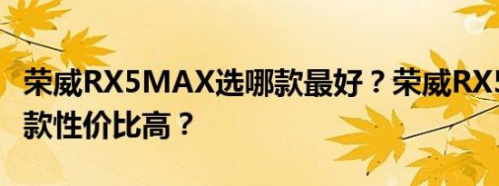 荣威RX5MAX选哪款最好？荣威RX5MAX哪款性价比高？