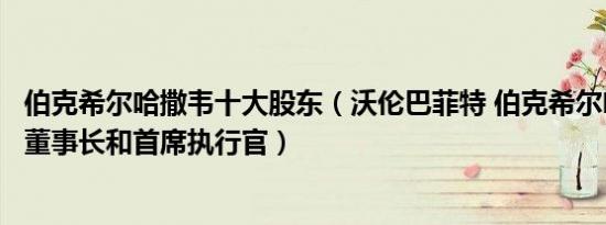 伯克希尔哈撒韦十大股东（沃伦巴菲特 伯克希尔哈撒韦公司董事长和首席执行官）