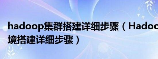 hadoop集群搭建详细步骤（Hadoop集群环境搭建详细步骤）