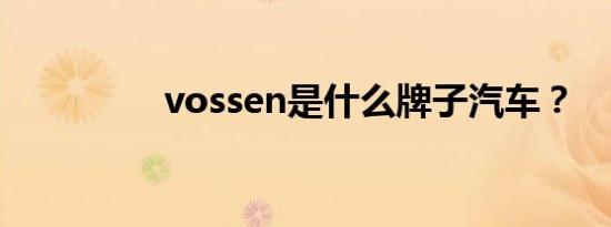 vossen是什么牌子汽车？