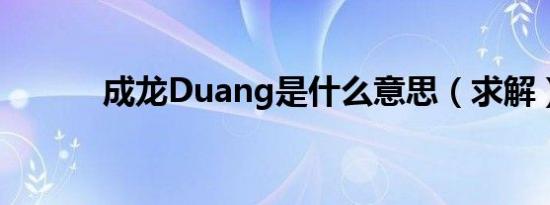 成龙Duang是什么意思（求解）