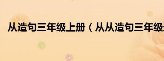 从造句三年级上册（从从造句三年级造句）