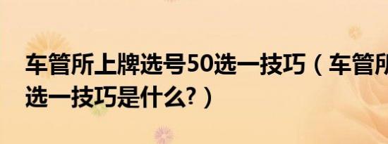 车管所上牌选号50选一技巧（车管所选号50选一技巧是什么?）