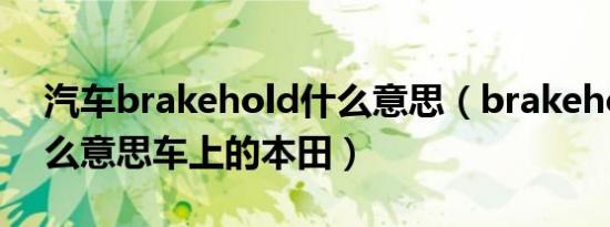 汽车brakehold什么意思（brakehold是什么意思车上的本田）