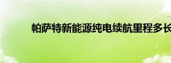 帕萨特新能源纯电续航里程多长