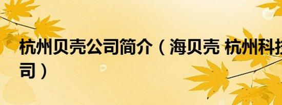 杭州贝壳公司简介（海贝壳 杭州科技有限公司）