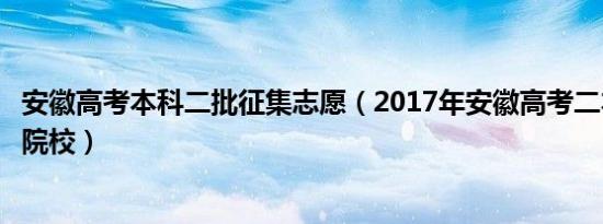 安徽高考本科二批征集志愿（2017年安徽高考二本征集志愿院校）