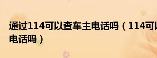 通过114可以查车主电话吗（114可以查车主电话吗）