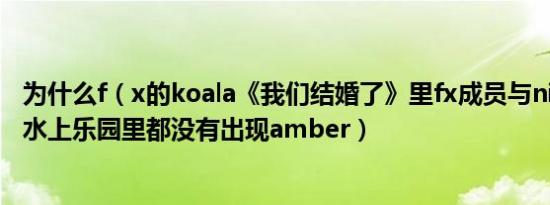 为什么f（x的koala《我们结婚了》里fx成员与nichkhun的水上乐园里都没有出现amber）