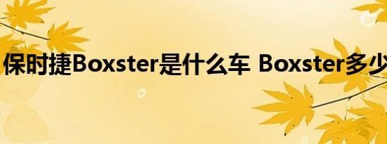 保时捷Boxster是什么车 Boxster多少钱一辆