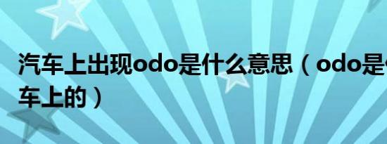 汽车上出现odo是什么意思（odo是什么意思车上的）