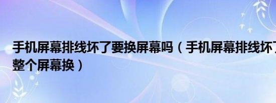 手机屏幕排线坏了要换屏幕吗（手机屏幕排线坏了是不是要整个屏幕换）