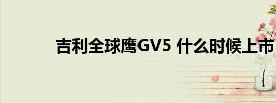 吉利全球鹰GV5 什么时候上市