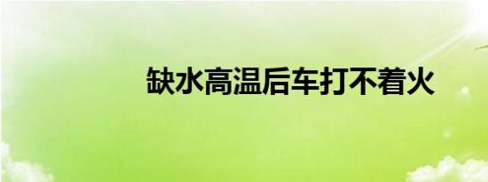 缺水高温后车打不着火