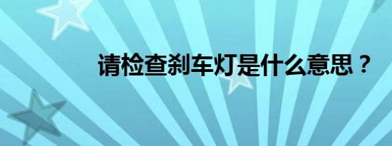 请检查刹车灯是什么意思？