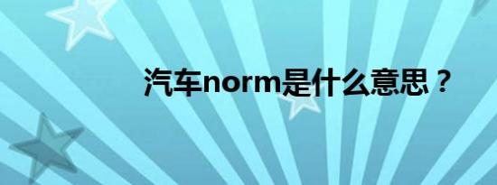 汽车norm是什么意思？