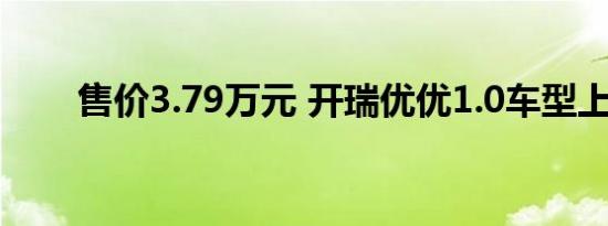 售价3.79万元 开瑞优优1.0车型上市