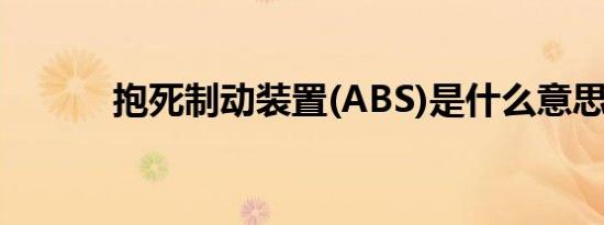 抱死制动装置(ABS)是什么意思