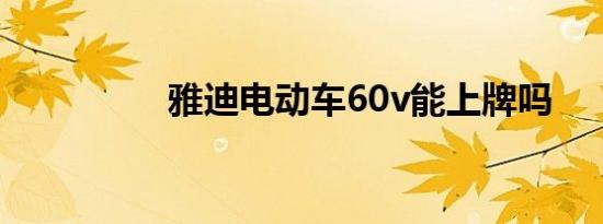 雅迪电动车60v能上牌吗