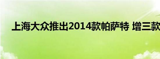 上海大众推出2014款帕萨特 增三款车型