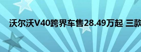 沃尔沃V40跨界车售28.49万起 三款车型