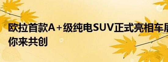 欧拉首款A+级纯电SUV正式亮相车展 命名等你来共创