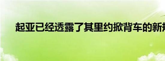 起亚已经透露了其里约掀背车的新规格