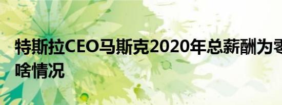 特斯拉CEO马斯克2020年总薪酬为零 到底是啥情况