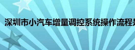 深圳市小汽车增量调控系统操作流程是什么