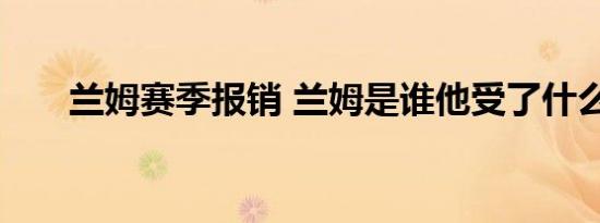 兰姆赛季报销 兰姆是谁他受了什么伤