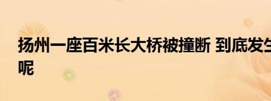 扬州一座百米长大桥被撞断 到底发生了什么呢