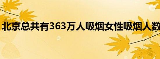 北京总共有363万人吸烟女性吸烟人数变多了