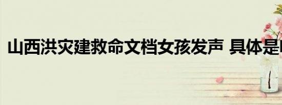 山西洪灾建救命文档女孩发声 具体是啥情况