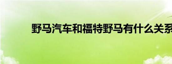 野马汽车和福特野马有什么关系