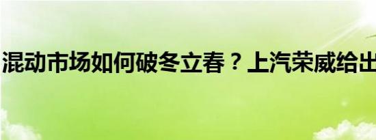 混动市场如何破冬立春？上汽荣威给出了答案