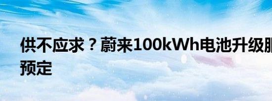 供不应求？蔚来100kWh电池升级服务延期预定